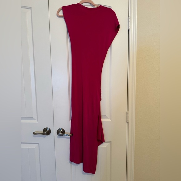 Paco Rabanne Pink Draped Asymmetric Midi Dress - Picture 10 of 10